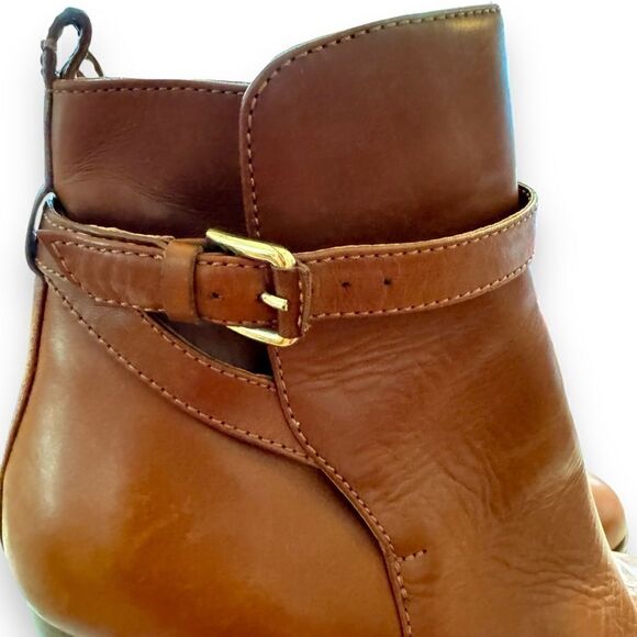 I. Crew Chestnut Leather Block Heel Ankle Boots 28443 - Picture 5 of 7